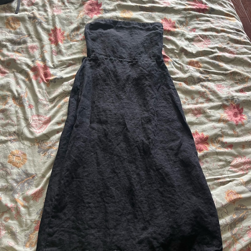 Theory Black Strapless Midi Dress